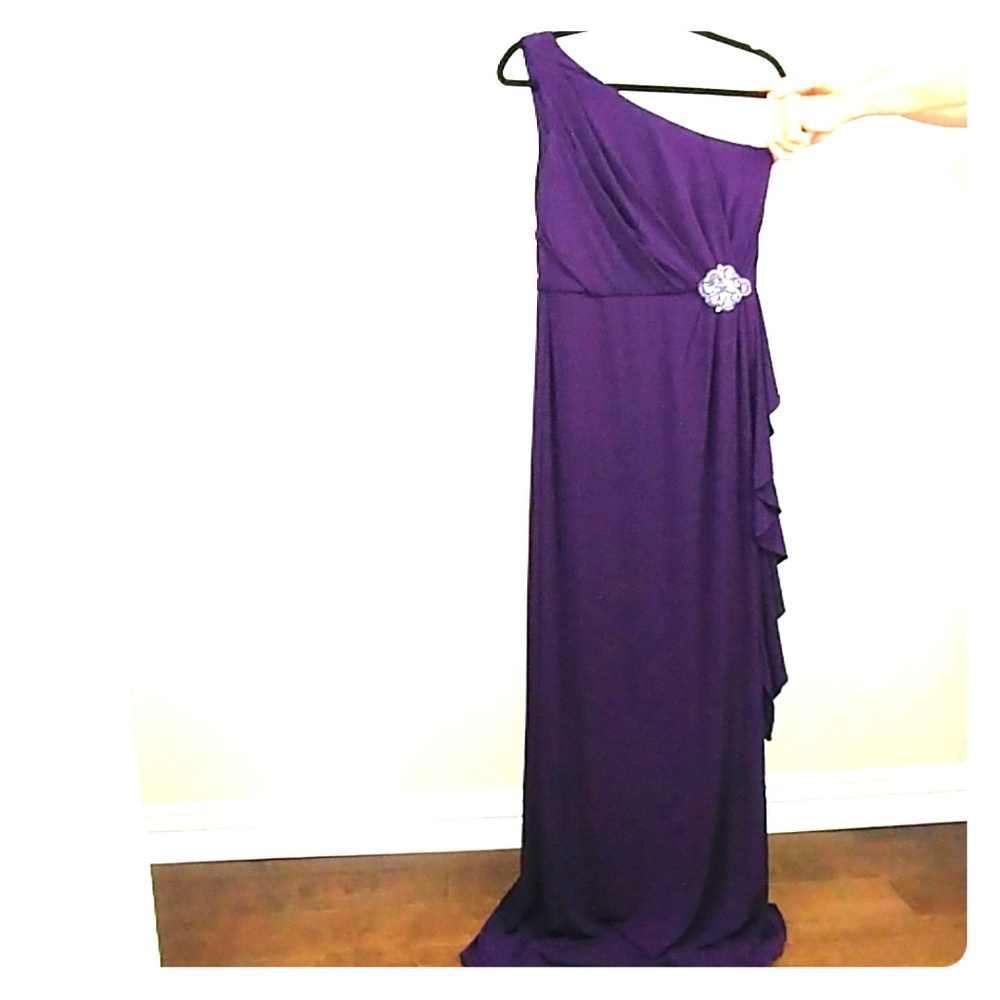 Formal One Shoulder Purple Full Length Dress 10